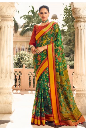 Green brasso festival wear saree 121