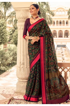 Green brasso saree with blouse 118