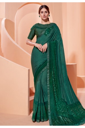 Green lycra festival wear saree 41312