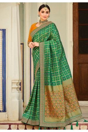 Green silk festival wear saree 106