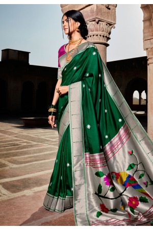 Green silk festival wear saree 1406