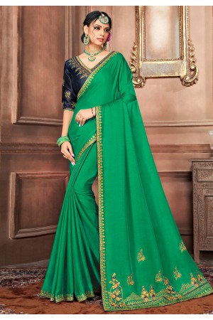 Green silk festival wear saree 1507