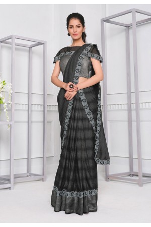 Grey lycra festival wear saree 21518