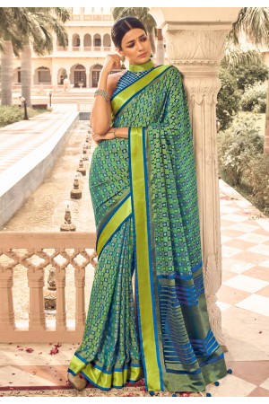 Light green brasso festival wear saree 132