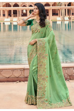 Light green georgette festival wear saree 6804