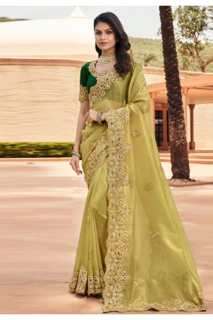 Light green georgette saree with blouse 6805