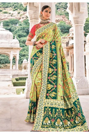 Light green silk patola print saree 5818