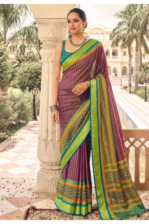 Magenta brasso festival wear saree 119