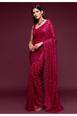 Magenta georgette festival wear saree 1003