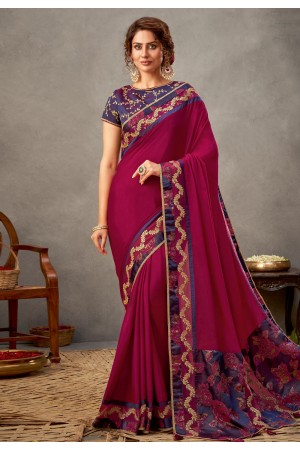 Magenta silk festival wear saree 41512