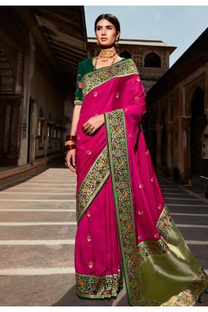 Magenta silk saree with blouse 1409