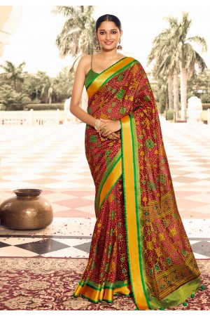 Maroon brasso saree with blouse 128