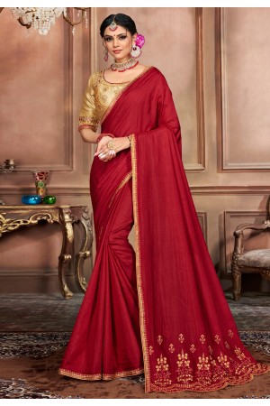 Maroon silk festival wear saree 1505