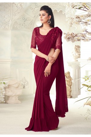 Maroon silk festival wear saree 7101