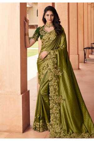 Mehndi georgette festival wear saree 6812