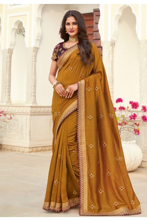 Mustard silk saree with blouse 3604