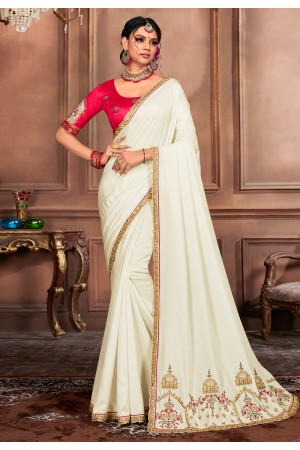 Off white silk saree with blouse 1506