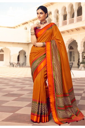 Orange brasso saree with blouse 120