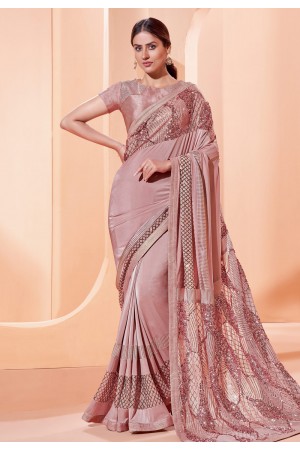 Pink lycra festival wear saree 41302