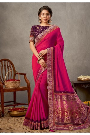 Pink silk festival wear saree 41508