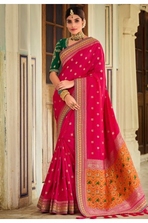 Pink silk saree with blouse 101