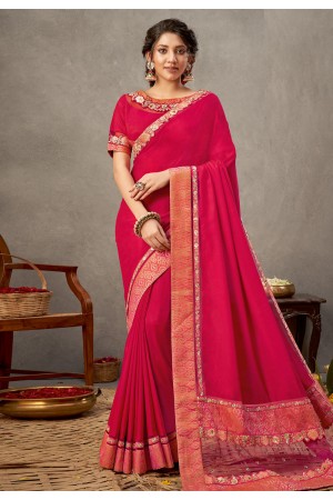 Pink silk saree with blouse 41515