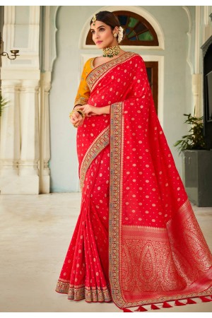 Red silk festival wear saree 104