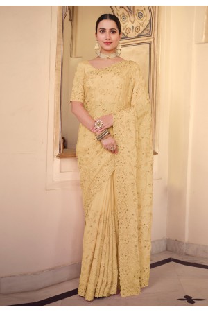 Yellow chiffon saree with blouse 7516