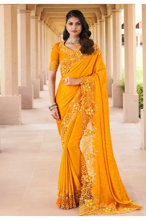 Yellow georgette saree with blouse 6801