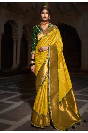 Yellow silk festival wear saree 1412
