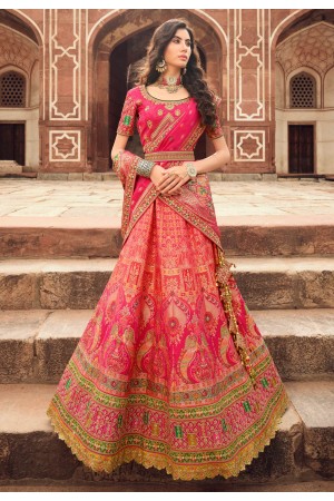 Banarasi silk a line lehenga choli in Magenta colour 10200