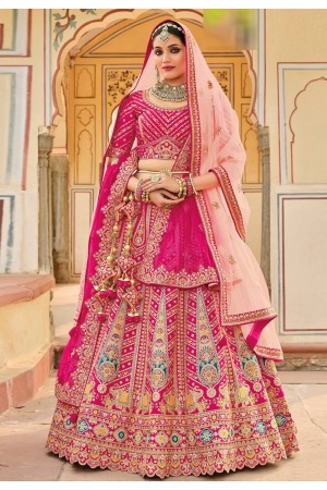 Banarasi silk bridal lehenga choli in Magenta colour 112