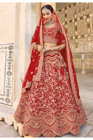 Banarasi silk bridal lehenga choli in Maroon colour 113