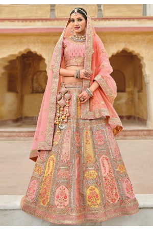 Banarasi silk circular lehenga choli in Grey colour 110