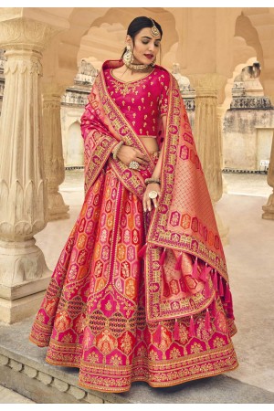 Banarasi silk circular lehenga choli in Magenta colour 5404