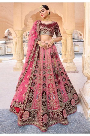 Banarasi silk circular lehenga choli in Pink colour 124