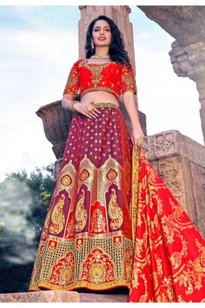 Banarasi silk circular lehenga choli in Purple colour 1706