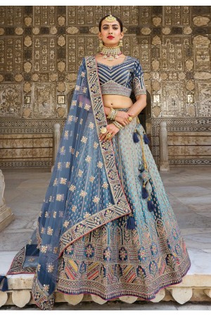 Banarasi silk circular lehenga choli in Sky blue colour 115
