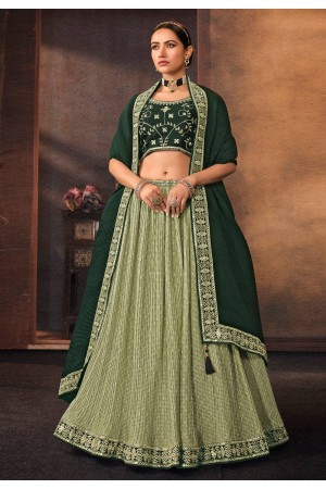 Chinon a line lehenga choli in Light green colour 506