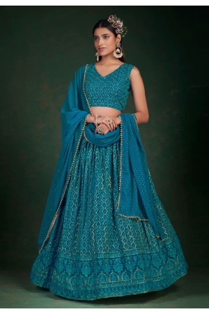 Georgette a line lehenga choli in Blue colour 30001