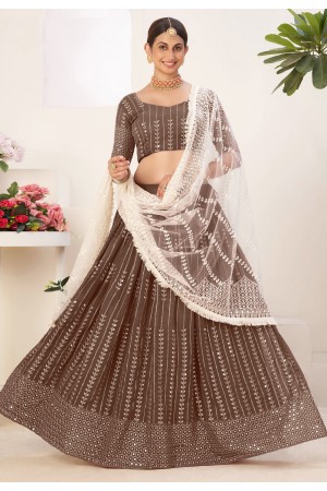 Georgette a-line lehenga-choli in Brown colour 8002