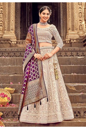 Georgette a line lehenga choli in Brown colour 8006