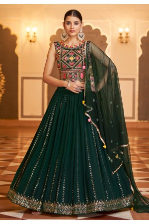 Georgette a line lehenga choli in Green colour 2183