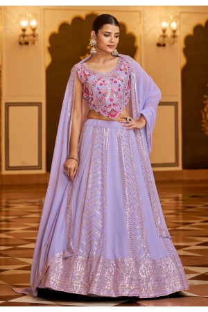 Georgette a line lehenga choli in Lavender colour 2181