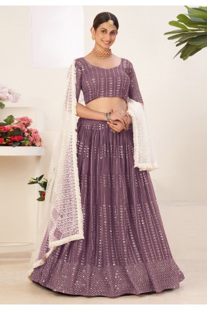 Georgette a line lehenga choli in Light purple colour 8001