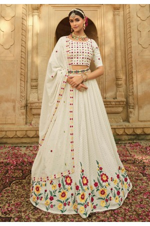 Georgette a line lehenga choli in Off white colour 2172