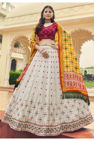 Georgette a line lehenga choli in Off white colour 2198