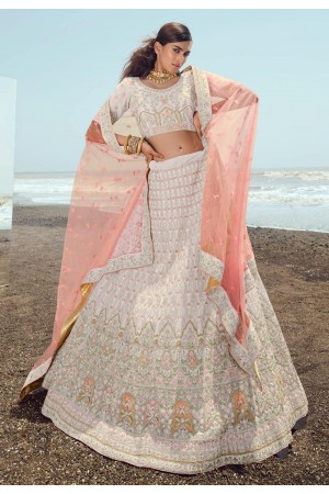 Georgette a line lehenga choli in Off white colour 23027