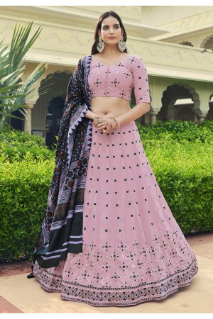 Georgette a line lehenga choli in Pink colour 2191