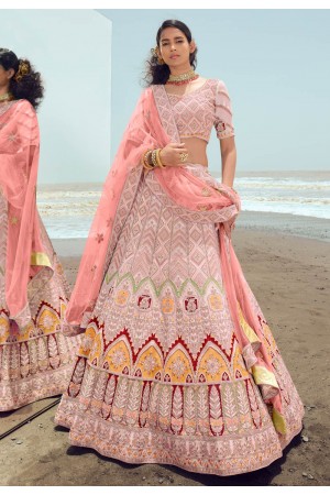 Georgette a line lehenga choli in Pink colour 23012